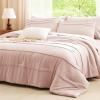 imageCozyLux Queen Comforter Set Beige 7 Pieces Soft Prewashed Pinch Pleat Bed in a Bag Queen Comforter Set with Sheets Boho Bed Set with Down Alternative Comforter Sheets Pillowcases ampamp ShamsBlush Pink