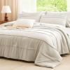imageCozyLux Queen Comforter Set Beige 7 Pieces Soft Prewashed Pinch Pleat Bed in a Bag Queen Comforter Set with Sheets Boho Bed Set with Down Alternative Comforter Sheets Pillowcases ampamp ShamsBeige
