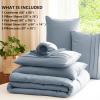 imageCozyLux Queen Comforter Set Beige 7 Pieces Soft Prewashed Pinch Pleat Bed in a Bag Queen Comforter Set with Sheets Boho Bed Set with Down Alternative Comforter Sheets Pillowcases ampamp ShamsGrayish Blue