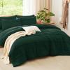 imageCozyLux Queen Comforter Set Beige 7 Pieces Soft Prewashed Pinch Pleat Bed in a Bag Queen Comforter Set with Sheets Boho Bed Set with Down Alternative Comforter Sheets Pillowcases ampamp ShamsEmerald Green