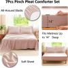 imageCozyLux Queen Comforter Set Beige 7 Pieces Soft Prewashed Pinch Pleat Bed in a Bag Queen Comforter Set with Sheets Boho Bed Set with Down Alternative Comforter Sheets Pillowcases ampamp ShamsBlush Pink
