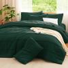 imageCozyLux Queen Comforter Set Beige 7 Pieces Soft Prewashed Pinch Pleat Bed in a Bag Queen Comforter Set with Sheets Boho Bed Set with Down Alternative Comforter Sheets Pillowcases ampamp ShamsEmerald Green