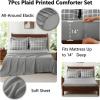 imageCozyLux Twin XL Comforter Set Grey  5 Pieces Plaid Bed in a Bag Set UltraSoft Twin XL Bedding Set Bed Set with All Season Quilted Comforter Flat Sheet Fitted Sheet Pillowcase ampamp Pillow ShamGrey