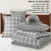 imageCozyLux Twin XL Comforter Set Grey  5 Pieces Plaid Bed in a Bag Set UltraSoft Twin XL Bedding Set Bed Set with All Season Quilted Comforter Flat Sheet Fitted Sheet Pillowcase ampamp Pillow ShamGrey