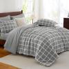 imageCozyLux Twin XL Comforter Set Grey  5 Pieces Plaid Bed in a Bag Set UltraSoft Twin XL Bedding Set Bed Set with All Season Quilted Comforter Flat Sheet Fitted Sheet Pillowcase ampamp Pillow ShamGrey