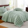 imageCozyLux Twin XL Comforter Set Grey  5 Pieces Plaid Bed in a Bag Set UltraSoft Twin XL Bedding Set Bed Set with All Season Quilted Comforter Flat Sheet Fitted Sheet Pillowcase ampamp Pillow ShamSage Green