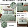 imageCozyLux Twin XL Comforter Set Grey  5 Pieces Plaid Bed in a Bag Set UltraSoft Twin XL Bedding Set Bed Set with All Season Quilted Comforter Flat Sheet Fitted Sheet Pillowcase ampamp Pillow ShamSage Green