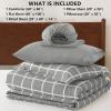 imageCozyLux Twin XL Comforter Set Grey  5 Pieces Plaid Bed in a Bag Set UltraSoft Twin XL Bedding Set Bed Set with All Season Quilted Comforter Flat Sheet Fitted Sheet Pillowcase ampamp Pillow ShamGrey