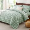 imageCozyLux Twin XL Comforter Set Grey  5 Pieces Plaid Bed in a Bag Set UltraSoft Twin XL Bedding Set Bed Set with All Season Quilted Comforter Flat Sheet Fitted Sheet Pillowcase ampamp Pillow ShamSage Green