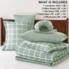 imageCozyLux Twin XL Comforter Set Grey  5 Pieces Plaid Bed in a Bag Set UltraSoft Twin XL Bedding Set Bed Set with All Season Quilted Comforter Flat Sheet Fitted Sheet Pillowcase ampamp Pillow ShamSage Green