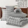 imageCozyLux Twin XL Comforter Set Grey  5 Pieces Plaid Bed in a Bag Set UltraSoft Twin XL Bedding Set Bed Set with All Season Quilted Comforter Flat Sheet Fitted Sheet Pillowcase ampamp Pillow ShamGrey