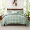 imageCozyLux Twin XL Comforter Set Grey  5 Pieces Plaid Bed in a Bag Set UltraSoft Twin XL Bedding Set Bed Set with All Season Quilted Comforter Flat Sheet Fitted Sheet Pillowcase ampamp Pillow ShamSage Green