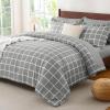 imageCozyLux Twin XL Comforter Set Grey  5 Pieces Plaid Bed in a Bag Set UltraSoft Twin XL Bedding Set Bed Set with All Season Quilted Comforter Flat Sheet Fitted Sheet Pillowcase ampamp Pillow ShamGrey