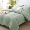 imageCozyLux Queen Comforter Set  7 Pieces Bed in a Bag Beige Comforters Queen Size Bed Set Soft Bedding Set with All Seasons Comforter Sheets Pillowcases ampamp ShamsSage Green