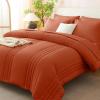 imageCozyLux Queen Comforter Set  7 Pieces Bed in a Bag Beige Comforters Queen Size Bed Set Soft Bedding Set with All Seasons Comforter Sheets Pillowcases ampamp ShamsTerracotta