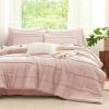 imageCozyLux Queen Comforter Set Beige 7 Pieces Soft Prewashed Pinch Pleat Bed in a Bag Queen Comforter Set with Sheets Boho Bed Set with Down Alternative Comforter Sheets Pillowcases ampamp ShamsBlush Pink