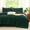 imageCozyLux Queen Comforter Set Beige 7 Pieces Soft Prewashed Pinch Pleat Bed in a Bag Queen Comforter Set with Sheets Boho Bed Set with Down Alternative Comforter Sheets Pillowcases ampamp ShamsEmerald Green