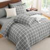 imageCozyLux Twin XL Comforter Set Grey  5 Pieces Plaid Bed in a Bag Set UltraSoft Twin XL Bedding Set Bed Set with All Season Quilted Comforter Flat Sheet Fitted Sheet Pillowcase ampamp Pillow ShamGrey