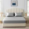 imageCozyLux Satin Fitted Sheet Queen Size Black Silky Satin Bed Fitted Sheet Only with Microfiber Deep Pocket Single Bottom Sheet Sold Separately Breathable Smooth and SoftLight Grey