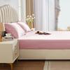 imageCozyLux Satin Fitted Sheet Queen Size Black Silky Satin Bed Fitted Sheet Only with Microfiber Deep Pocket Single Bottom Sheet Sold Separately Breathable Smooth and SoftPink