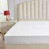 imageCozyLux Satin Fitted Sheet Queen Size Black Silky Satin Bed Fitted Sheet Only with Microfiber Deep Pocket Single Bottom Sheet Sold Separately Breathable Smooth and SoftWhite
