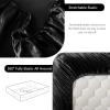 imageCozyLux Satin Fitted Sheet Queen Size Black Silky Satin Bed Fitted Sheet Only with Microfiber Deep Pocket Single Bottom Sheet Sold Separately Breathable Smooth and SoftBlack