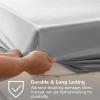 imageCozyLux Satin Fitted Sheet Queen Size Black Silky Satin Bed Fitted Sheet Only with Microfiber Deep Pocket Single Bottom Sheet Sold Separately Breathable Smooth and SoftLight Grey