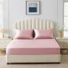 imageCozyLux Satin Fitted Sheet Queen Size Black Silky Satin Bed Fitted Sheet Only with Microfiber Deep Pocket Single Bottom Sheet Sold Separately Breathable Smooth and SoftPink