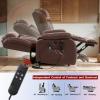 imageMERITLIFE Dual Motor Power Lift Chair Lay Flat Recliner for Sleeping with Massage and Heat Infinite Position Lift Chairs Recliners for Elderly Breathable Leather OchreBrown