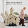 imageMERITLIFE Dual Motor Power Lift Chair Lay Flat Recliner for Sleeping with Massage and Heat Infinite Position Lift Chairs Recliners for Elderly Breathable Leather OchreBeige