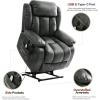 imageMERITLIFE Dual Motor Power Lift Chair Lay Flat Recliner for Sleeping with Massage and Heat Infinite Position Lift Chairs Recliners for Elderly Breathable Leather OchreSilver Grey
