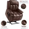 imageMERITLIFE Dual Motor Power Lift Chair Lay Flat Recliner for Sleeping with Massage and Heat Infinite Position Lift Chairs Recliners for Elderly Breathable Leather OchreBrown