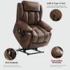imageMERITLIFE Dual Motor Power Lift Chair Lay Flat Recliner for Sleeping with Massage and Heat Infinite Position Lift Chairs Recliners for Elderly Breathable Leather OchreOchre