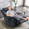 imageMERITLIFE Dual Motor Power Lift Chair Lay Flat Recliner for Sleeping with Massage and Heat Infinite Position Lift Chairs Recliners for Elderly Breathable Leather OchreDark Blue