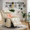 imageMERITLIFE Dual Motor Power Lift Chair Lay Flat Recliner for Sleeping with Massage and Heat Infinite Position Lift Chairs Recliners for Elderly Breathable Leather OchreBeige