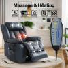 imageMERITLIFE Dual Motor Power Lift Chair Lay Flat Recliner for Sleeping with Massage and Heat Infinite Position Lift Chairs Recliners for Elderly Breathable Leather OchreDark Blue