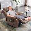 imageMERITLIFE Dual Motor Power Lift Chair Lay Flat Recliner for Sleeping with Massage and Heat Infinite Position Lift Chairs Recliners for Elderly Breathable Leather OchreOchre