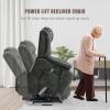 imageMERITLIFE Dual Motor Power Lift Chair Lay Flat Recliner for Sleeping with Massage and Heat Infinite Position Lift Chairs Recliners for Elderly Breathable Leather OchreSilver Grey