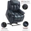 imageMERITLIFE Dual Motor Power Lift Chair Lay Flat Recliner for Sleeping with Massage and Heat Infinite Position Lift Chairs Recliners for Elderly Breathable Leather OchreDark Blue