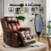 imageMERITLIFE Dual Motor Power Lift Chair Lay Flat Recliner for Sleeping with Massage and Heat Infinite Position Lift Chairs Recliners for Elderly Breathable Leather OchreBrown