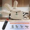 imageMERITLIFE Dual Motor Power Lift Chair Lay Flat Recliner for Sleeping with Massage and Heat Infinite Position Lift Chairs Recliners for Elderly Breathable Leather OchreBeige