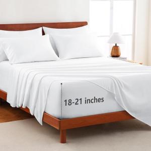 imageCozyLux Extra Deep Pocket King Sheets  6 Piece Sheet Set  Fits Up to 21 inches Thick Mattresses  Luxury Bedding Set  Breathable Bed Sheets ampamp Pillowcases  Easy ampamp Secure Fit  Dark Grey King SizeWhite