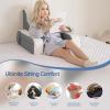 imageKayfia Reading Pillow 10 in 1 Back Pillow for Bed Sitting up with Detachable Arms Rest Back Rest with Gel Memory Foam Husband Pillow for ReadingGamingWorking in Bed or Couch 19quot GrayWhite