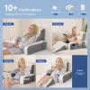 imageKayfia Reading Pillow 10 in 1 Back Pillow for Bed Sitting up with Detachable Arms Rest Back Rest with Gel Memory Foam Husband Pillow for ReadingGamingWorking in Bed or Couch 19quot GrayWhite