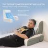 imageKayfia Reading Pillow 10 in 1 Back Pillow for Bed Sitting up with Detachable Arms Rest Back Rest with Gel Memory Foam Husband Pillow for ReadingGamingWorking in Bed or Couch 19quot GrayWhite