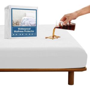 imageSPRINGSPIRIT Full Size Waterproof Mattress Protector Full Mattress Cover Pad Waterproof with Deep Pocket up to 14 Bed Fitted Sheet Gray ColorWhite