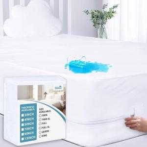 imageWaterproof Mattress Protector 45791317Inches Twin Zippered Mattress Cover ampamp Mattress Encasement 6 Sides Wrapping Box Spring CoverFull