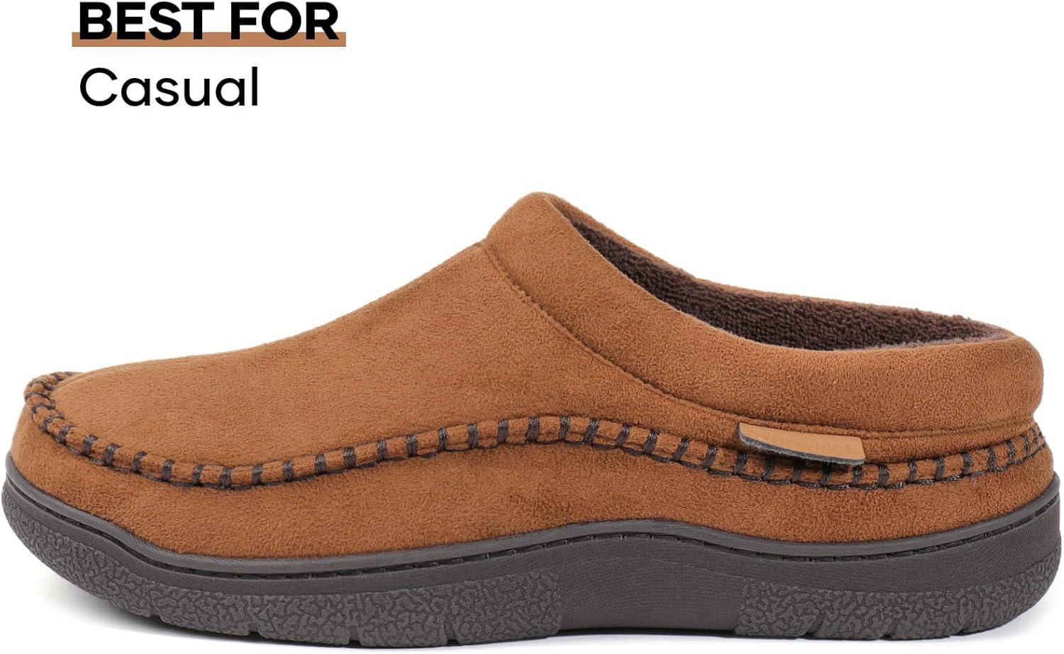 thumbnail image 2 of Alpine Swiss Mens Memory Foam Fleece Clog Slippers Wide Warm Slip On House Shoes - Black - 8 2 of 14
