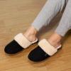 imageWishcotton Womens House Slippers with Memory Foam LAdies Slip on Nonslip Indoor Bedroom Slippers with Rubber Soled Warm Cozy Fuzzy Sherpa Fleece Lined Winter House ShoesBlack