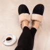 imageWishcotton Womens House Slippers with Memory Foam LAdies Slip on Nonslip Indoor Bedroom Slippers with Rubber Soled Warm Cozy Fuzzy Sherpa Fleece Lined Winter House ShoesBlack